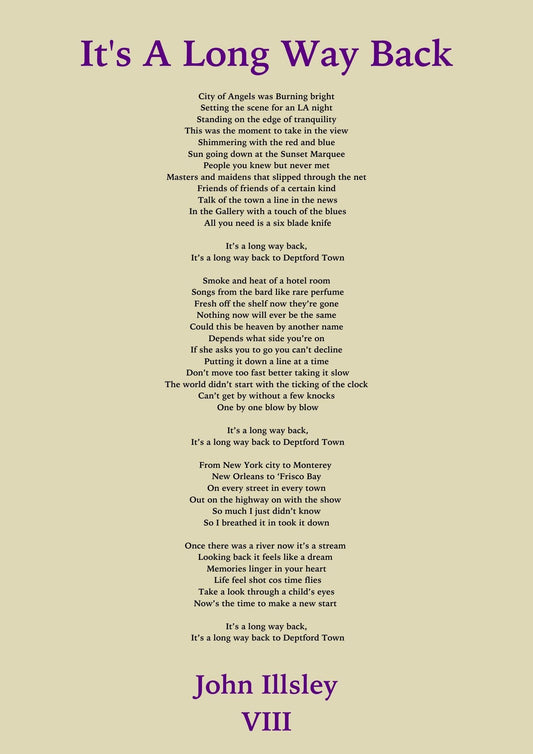 It's A Long Way Back - Lyric Sheet (Signed)